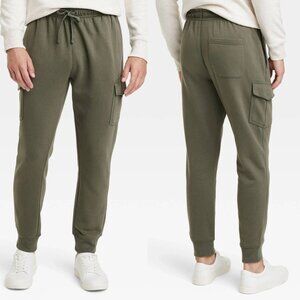 Medium - Mens Tapered Fleece Cargo Jogger Pants - Goodfellow Co - Olive Green